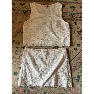 Top&skirt set! Sold together as one set Lilly pulitzer white lace.